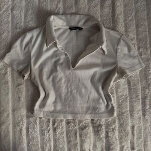 white collared cropped top